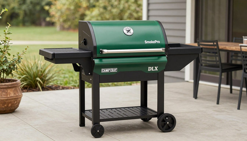 Camp Chef SmokePro DLX pellet grill with searing box attachment Camp Chef SmokePro DLX pellet grill with searing box attachment