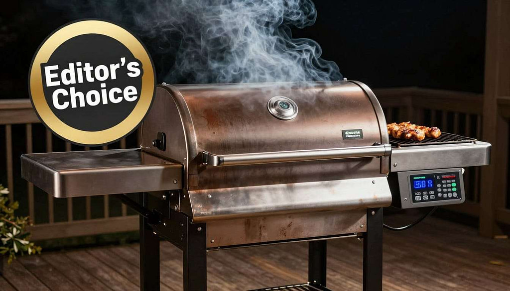 Editor's Choice badge on Green Mountain Grills Daniel Boone pellet grill Editor's Choice badge on Green Mountain Grills Daniel Boone pellet grill