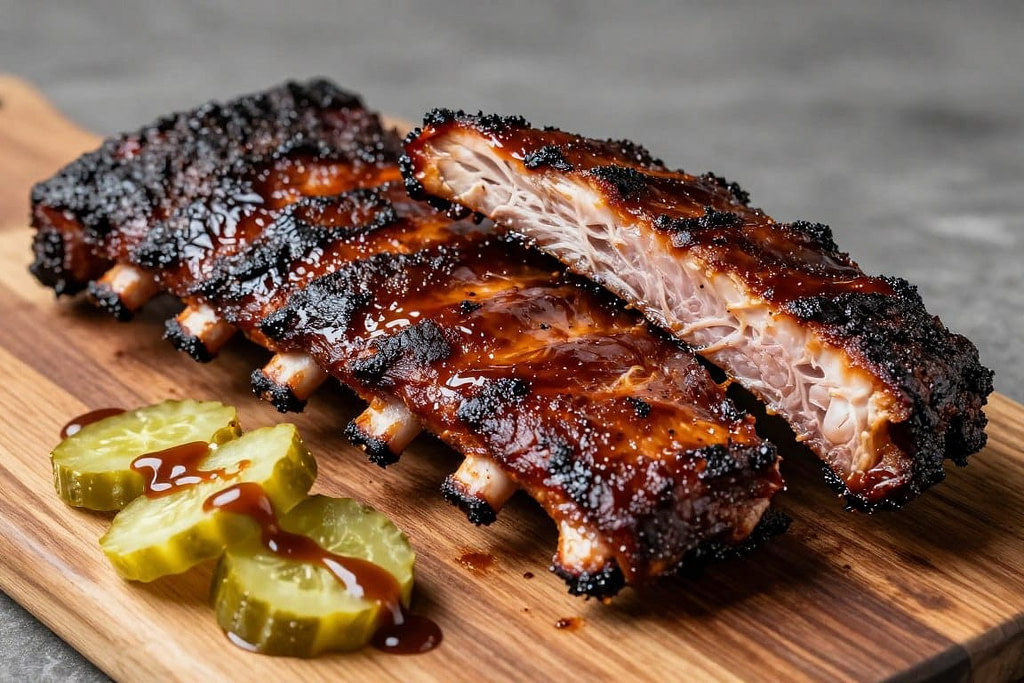 Smoked pork ribs with beautiful bark from Grilla Grills Silverbac Smoked pork ribs with beautiful bark from Grilla Grills Silverbac